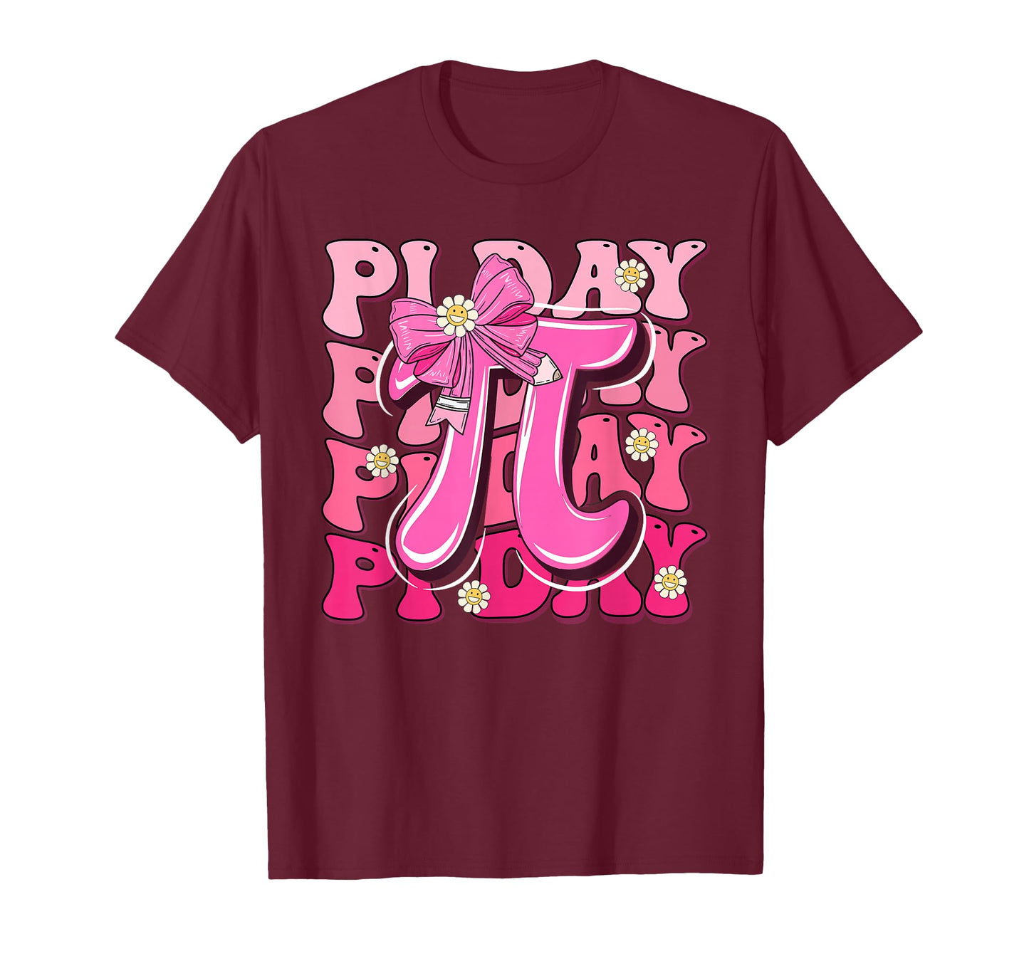 Happy Pi Day 3.14 Pink Coquette Bow Math Nerd Women Girls T-Shirt
