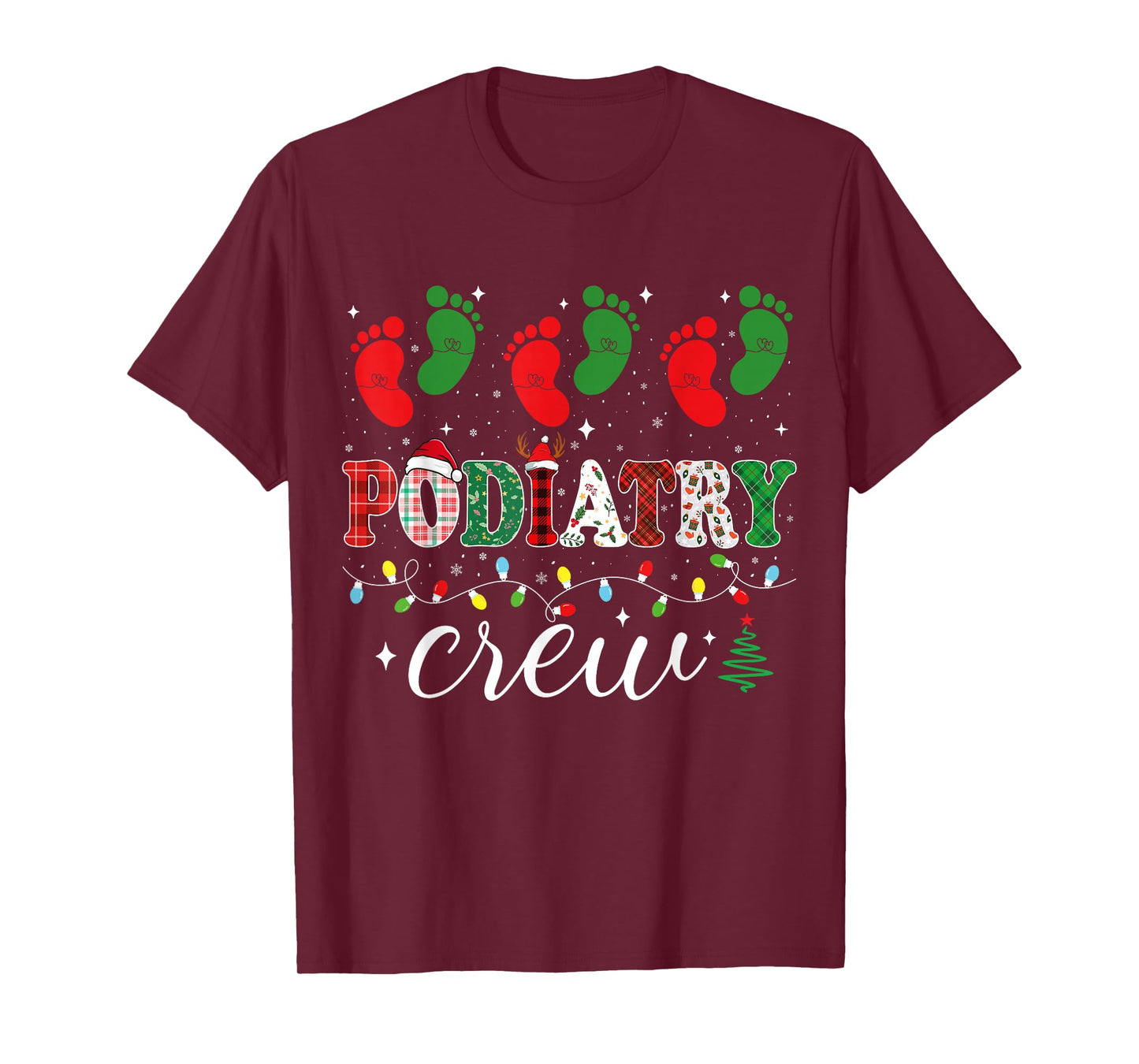 Podiatry Crew Christmas Footprint Podiatrist Xmas Podiatry T-Shirt