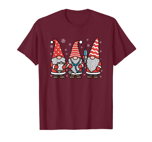 Nurse Christmas Gnomes Stethoscope RN Nursing School Xmas T-Shirt