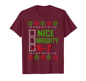 6-7 Meme Nice Naughty 67 Christmas Brain Rot Funny Graphic T-Shirt