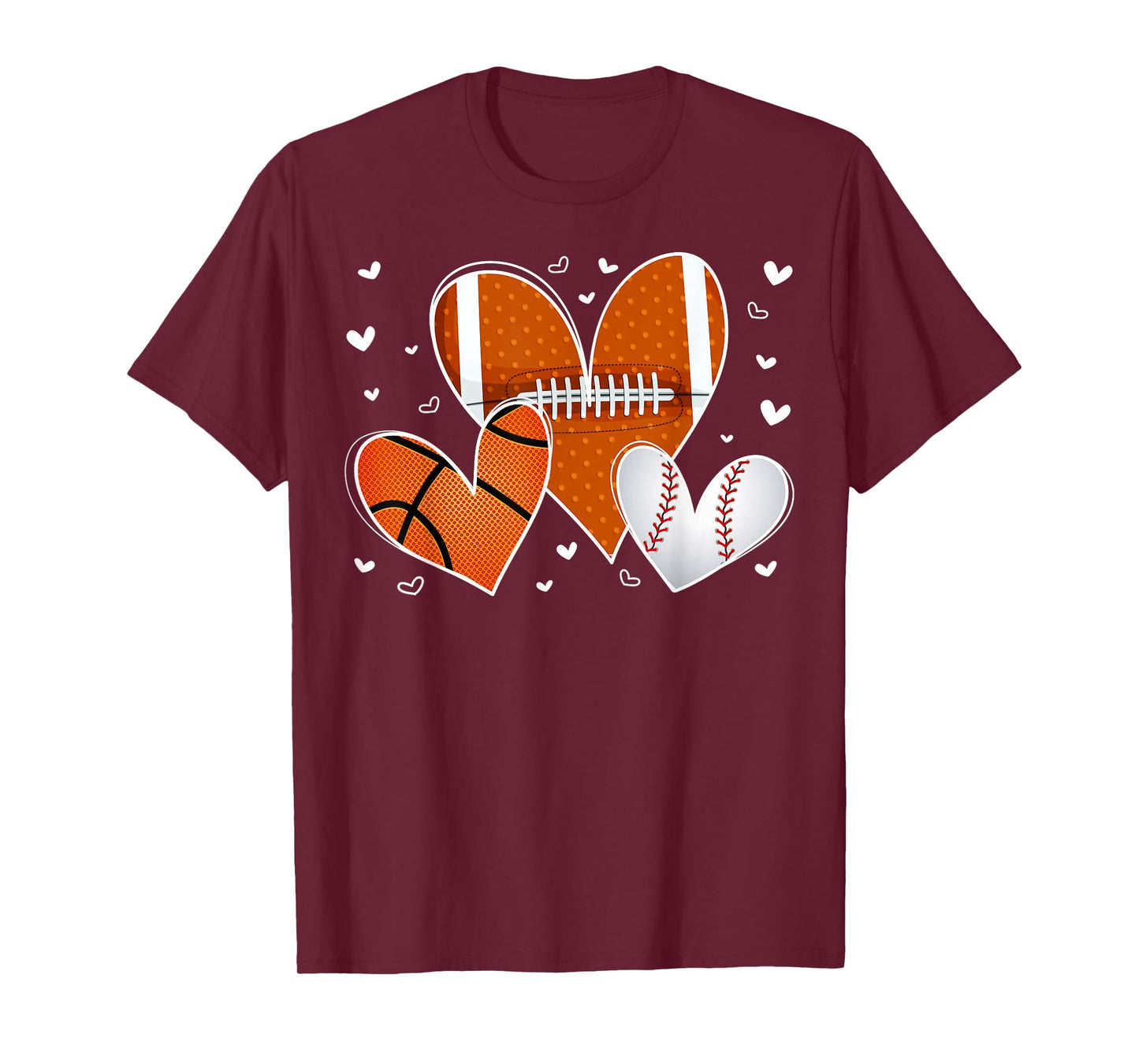 Funny Valentines Baseball Basketball Football Heart Boy Men T-Shirt