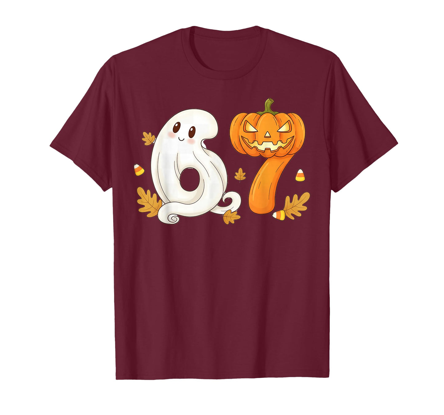 Ghost Scary Pumpkin Head 67 Six Seven Halloween Fun T-Shirt