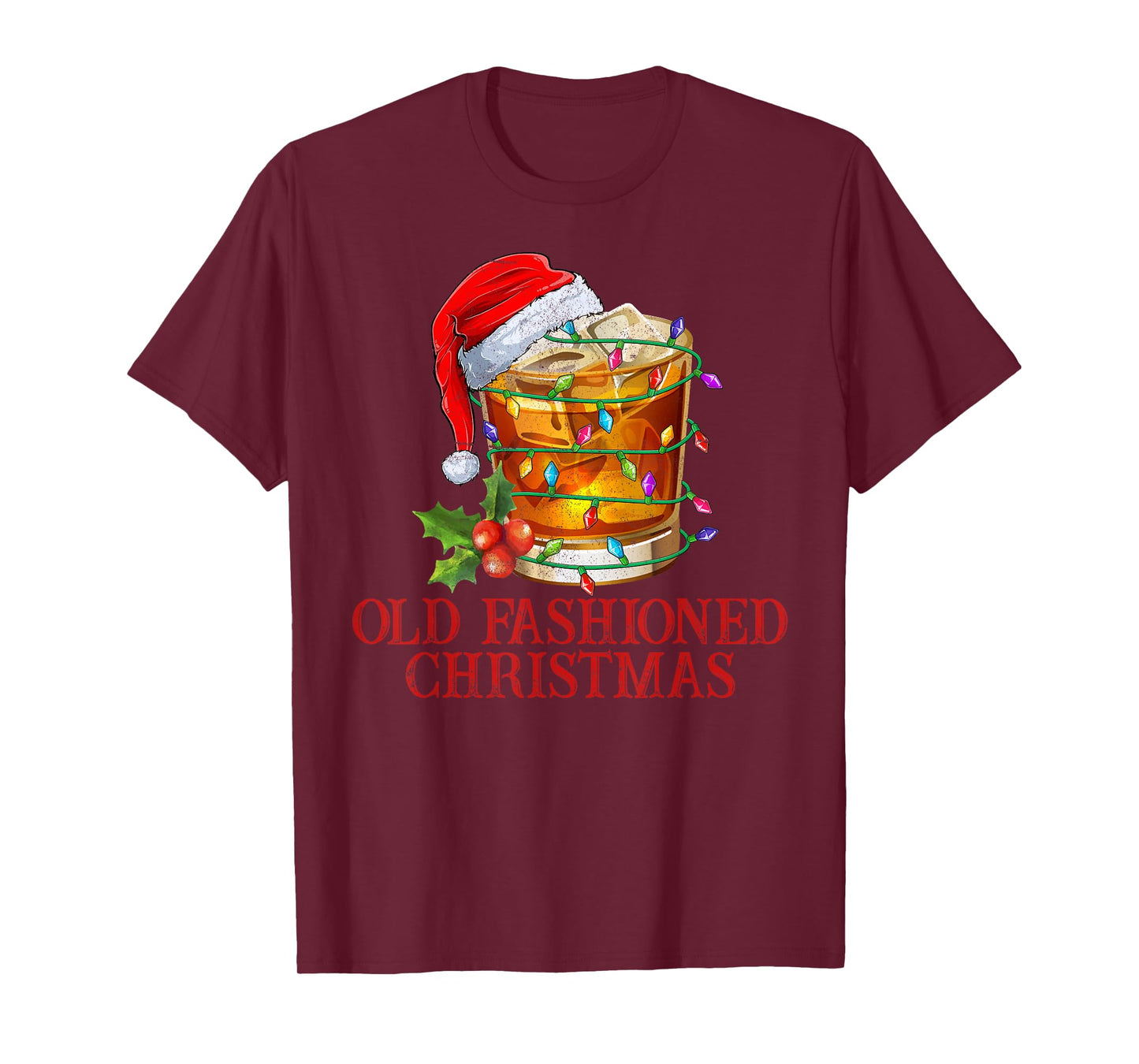 Old Fashioned Whiskey Christmas Funny Bourbon Cocktail Drink T-Shirt