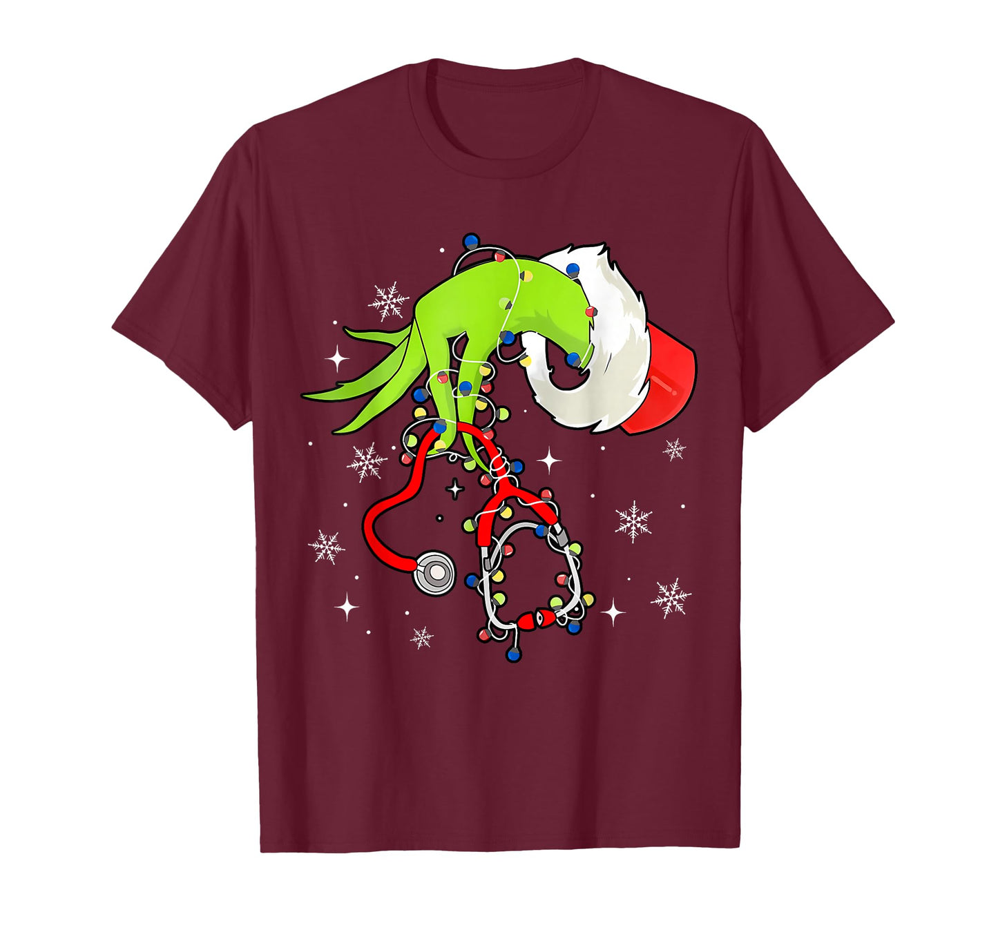 Nurse Christmas Stethoscope Nurses Xmas Pajamas Santa Women T-Shirt
