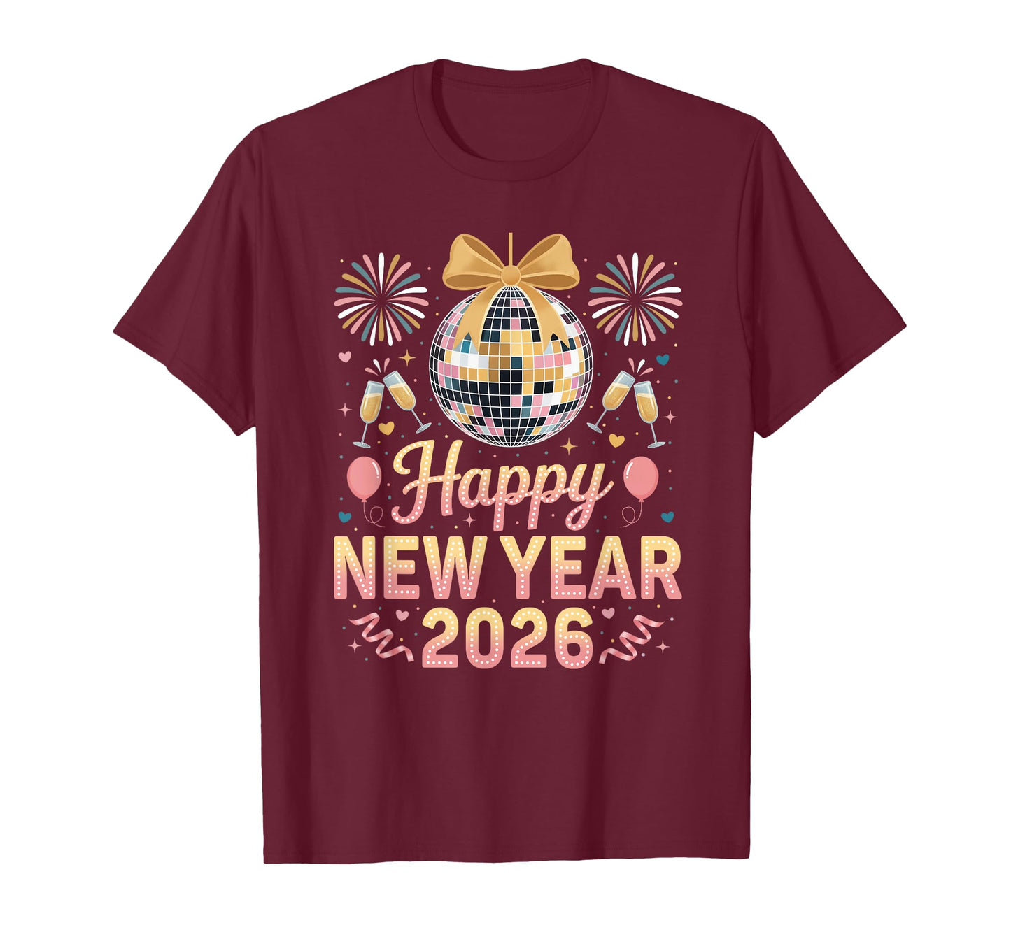 Happy New Year 2026 Fireworks New Year's Eve Party Countdown T-Shirt