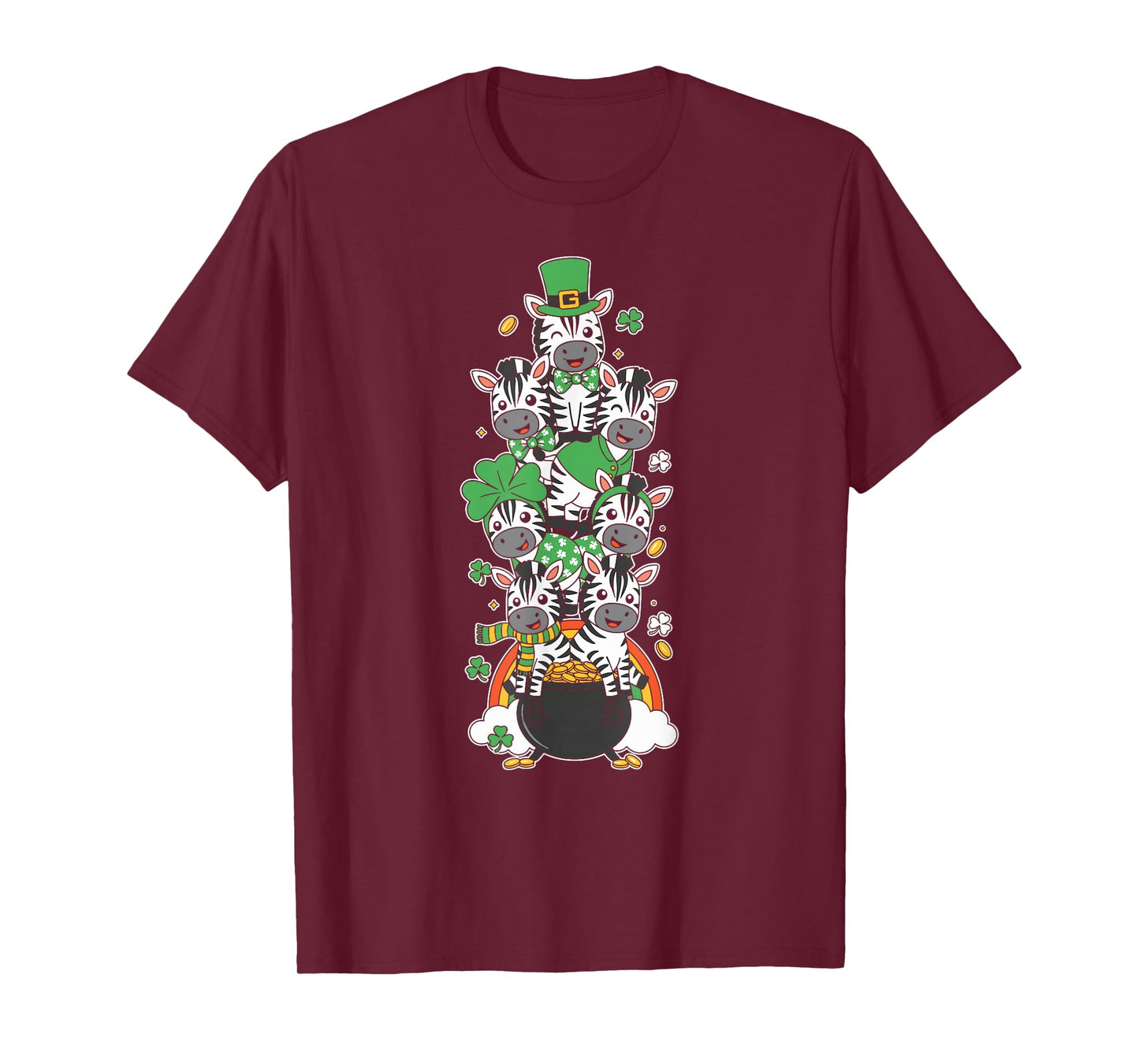 Funny Zebra Clover St Patricks Day Womens Mens Kids T-Shirt