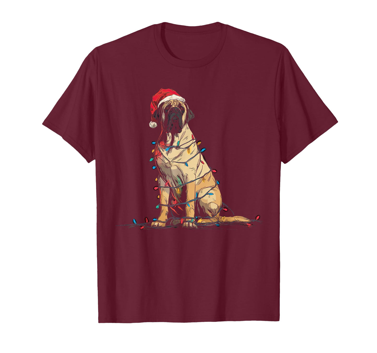 Funny English Mastiff Christmas Graphics Dog Lights Lover T-Shirt