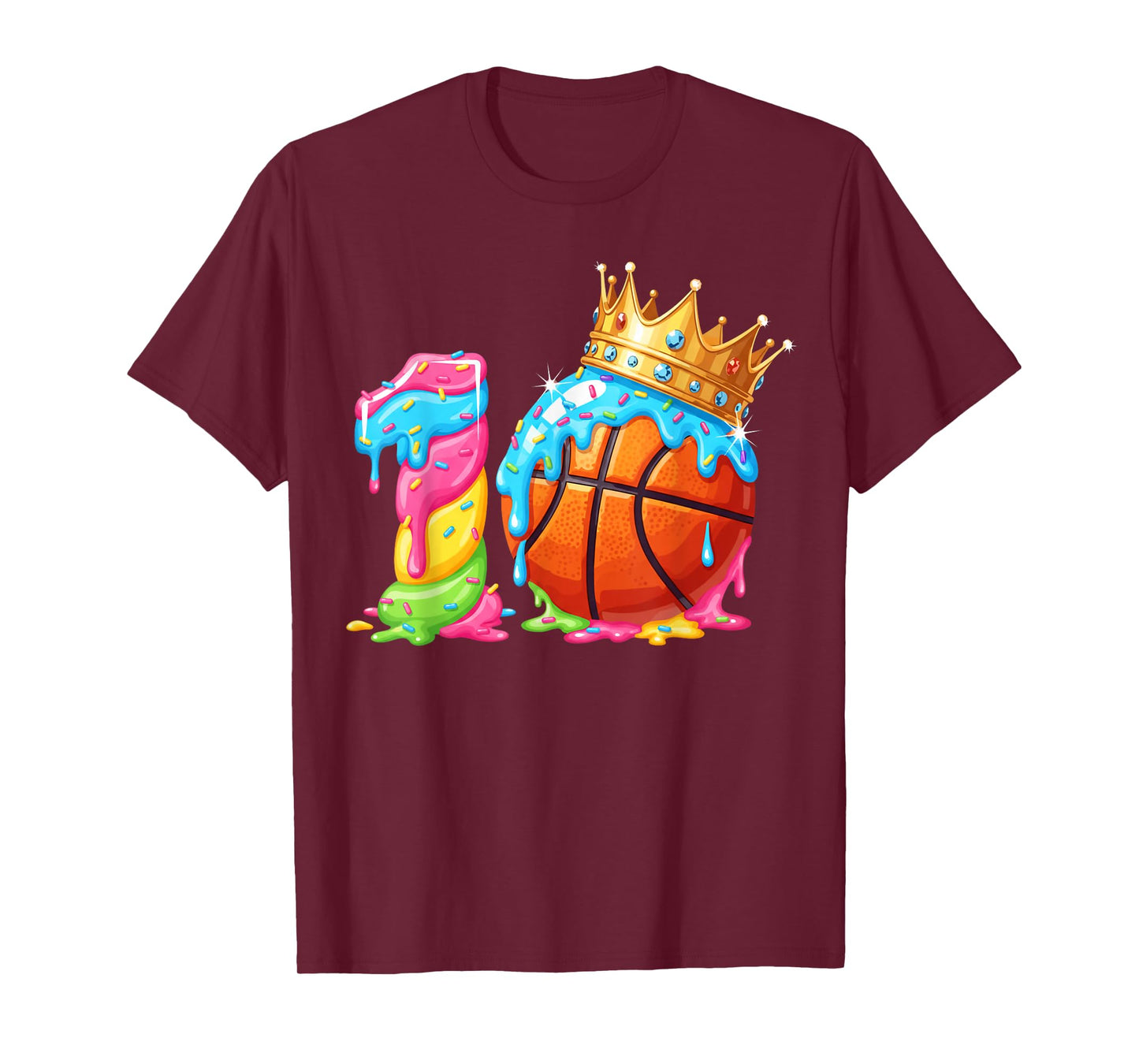 Cool 10 Year Old Basketball Player Birthday Ice Cream Party T-Shirt