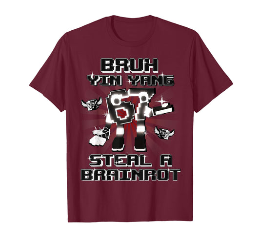 Bruh Yin Yang 67 Six Seven 6-7 Funny Brainrot for Boys Kids T-Shirt