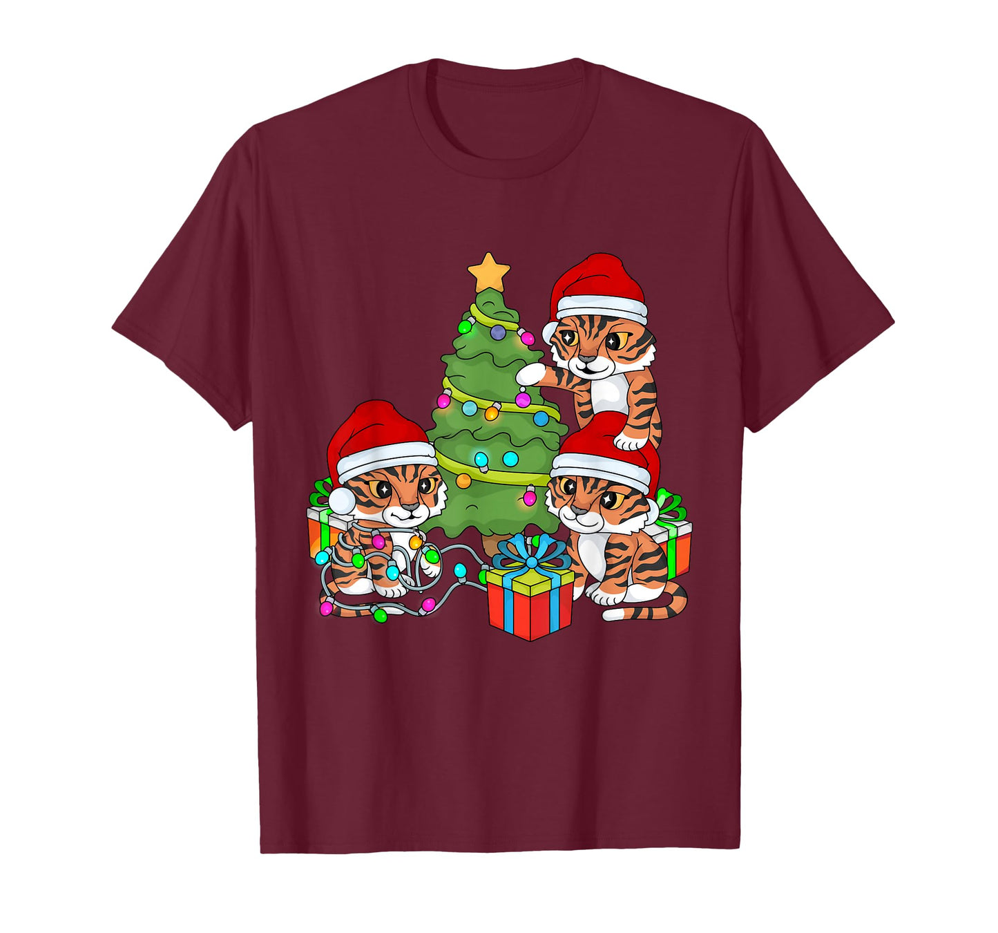 Christmas Tiger Lover Kids Wild Cat Cute Tigers T-Shirt