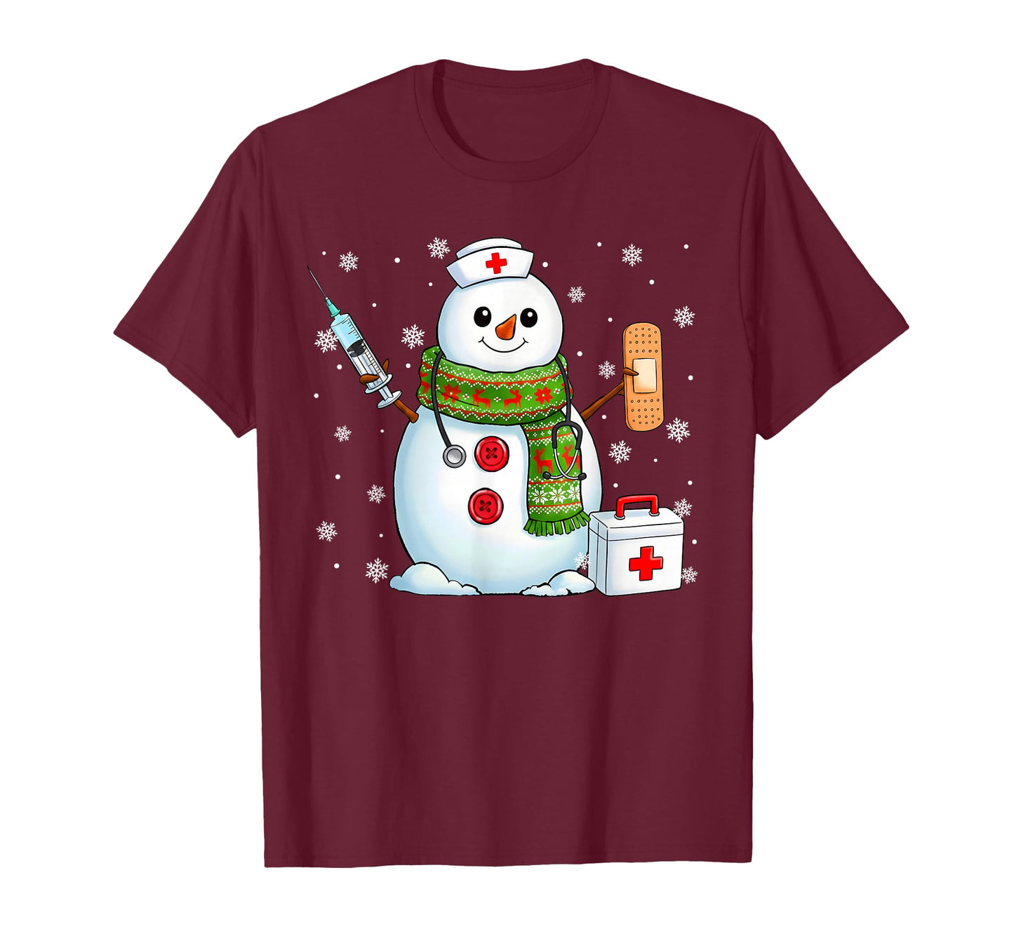 Funny Snowman Nurse Pjs Pajamas Christmas Xmas Women Men T-Shirt