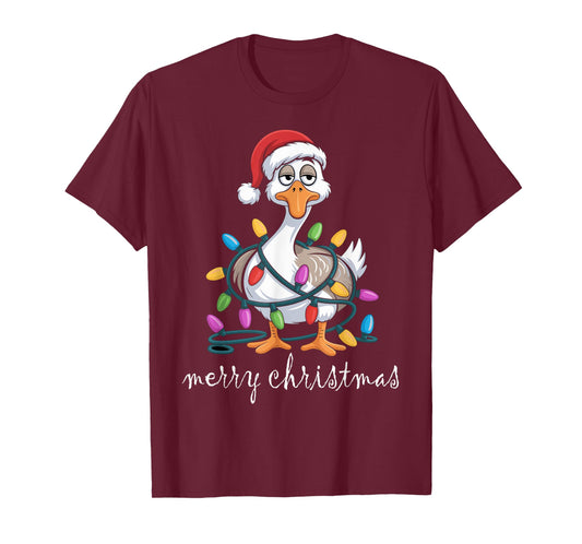 Funny Tired Goose Christmas Lights Silly Holiday Funny Goose T-Shirt