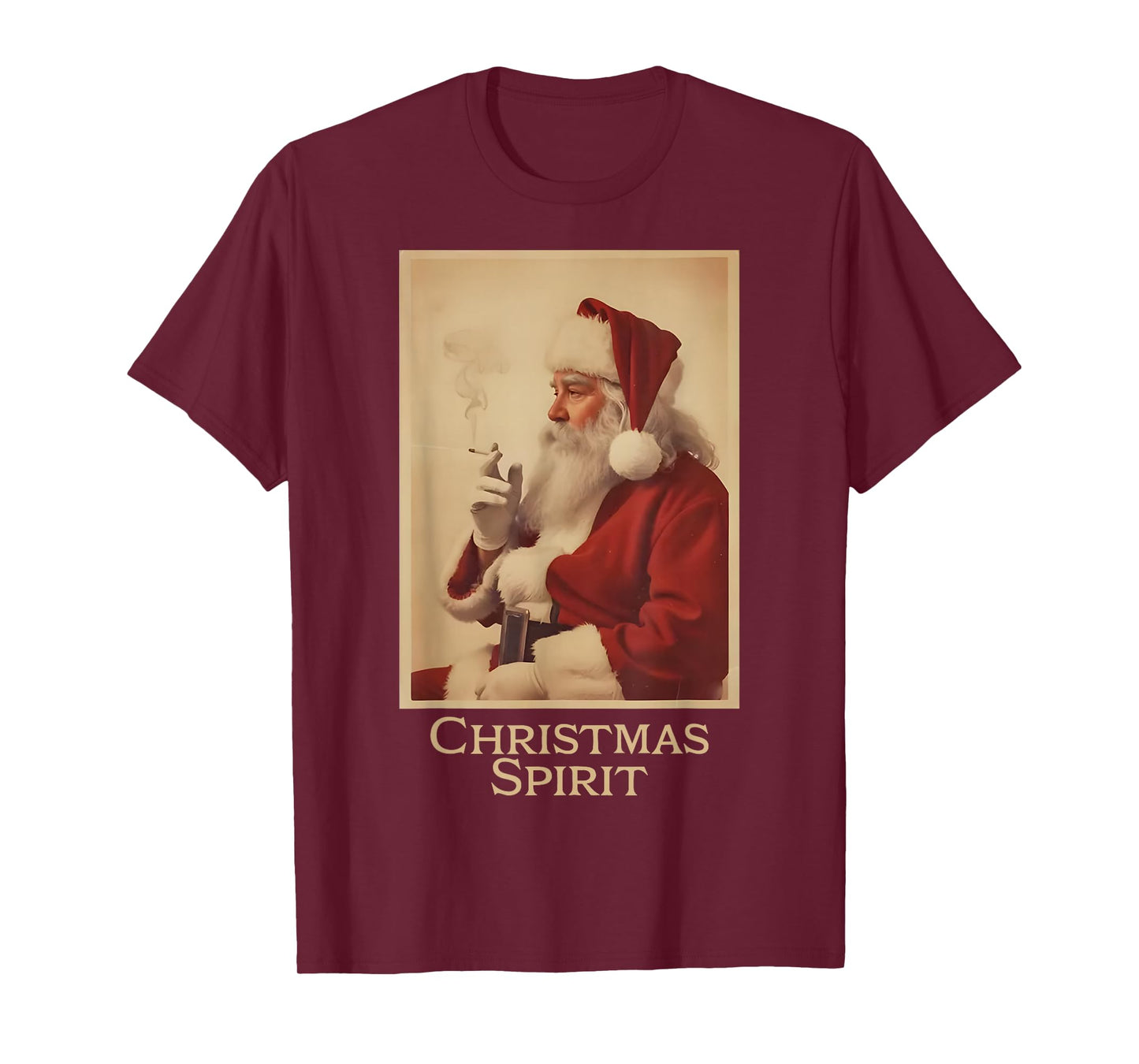 Christmas Spirit Funny Vintage Santa Smoking Christmas Xmas T-Shirt