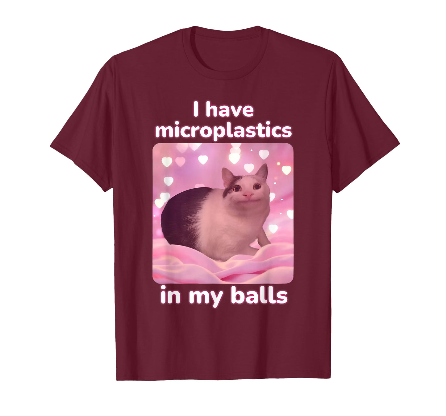 I Have Microplastics in My Balls Pink Cat Meme Dank Meme T-Shirt