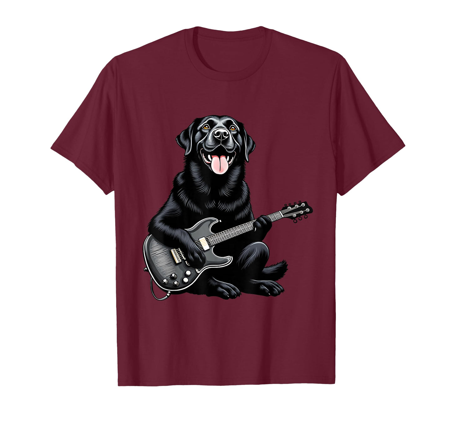 Funny Black Labrador Playing Electric Guitar Music Lovers T-Shirt
