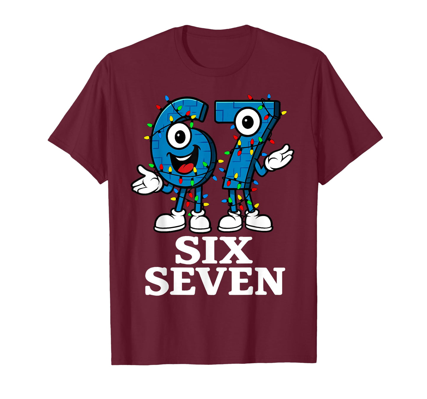 67 Six Seven 6-7 Christmas Lights - Funny Brainrot Kids Meme T-Shirt