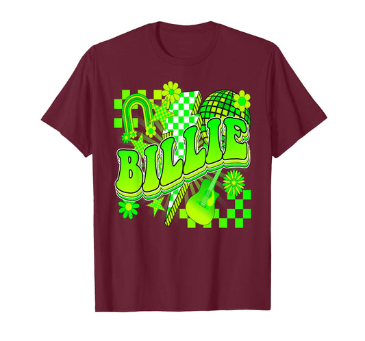 Girl Retro Billie Groovy Flowers Checkered Personalized 80's T-Shirt