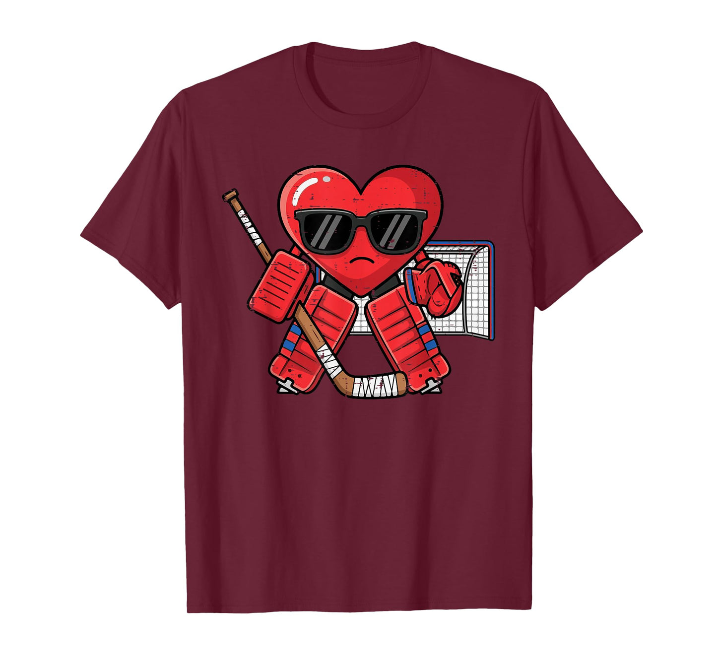 Valentines Day Heart Ice Hockey Goalie Men Boys Kids T-Shirt