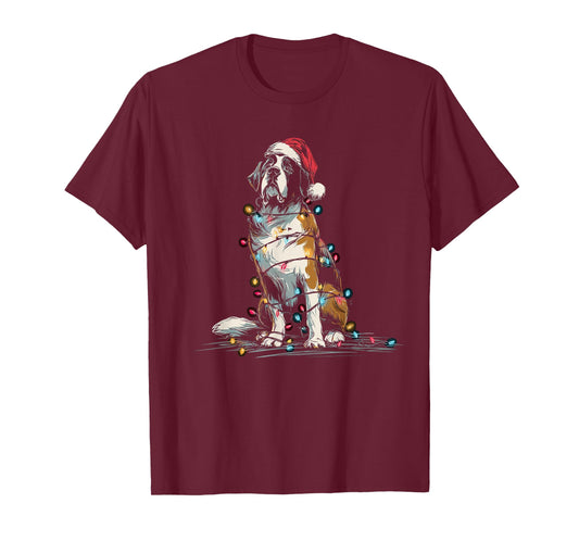 Funny St. Saint Bernard Christmas Graphics Dog Lights Lover T-Shirt