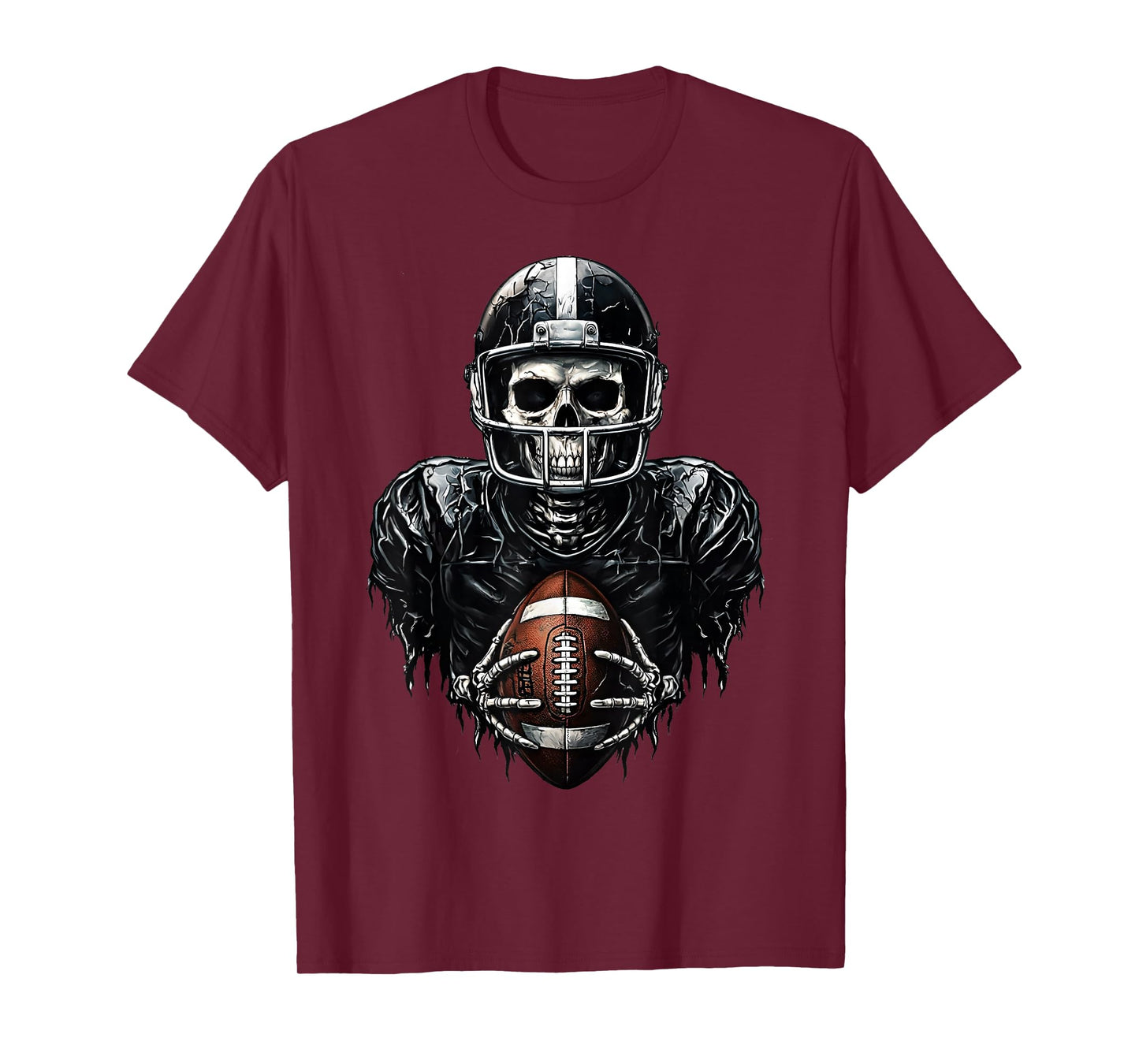 Halloween Skeleton Football Player Spooky Sports Graphic T-Shirt