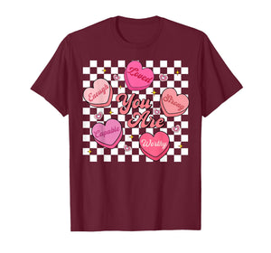 You are Enough Retro Hearts Valentine Men Women Kid T-Shirt