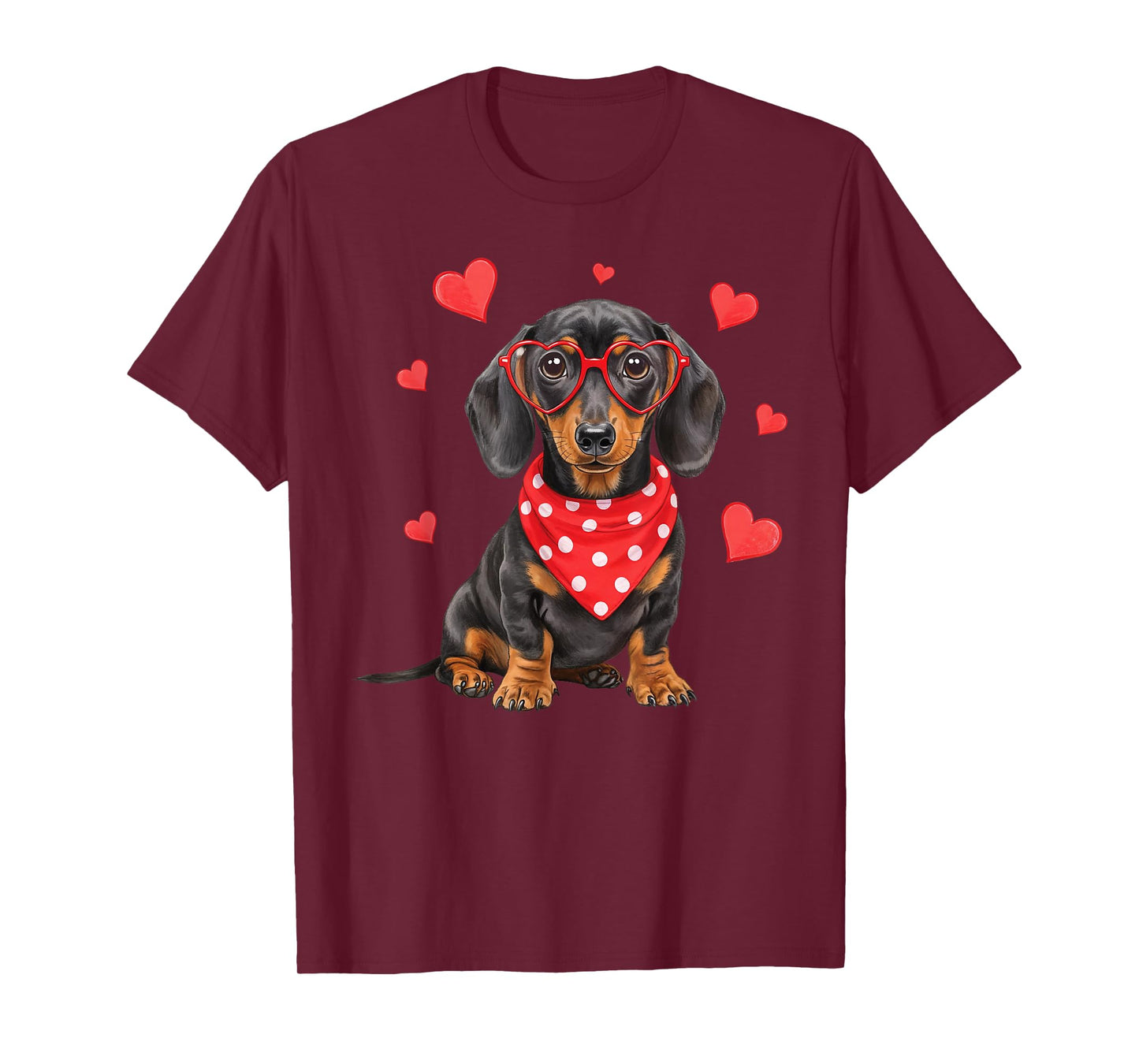 Dachshund Dog Valentines Day Cute Heart Glasses Dog Lovers T-Shirt