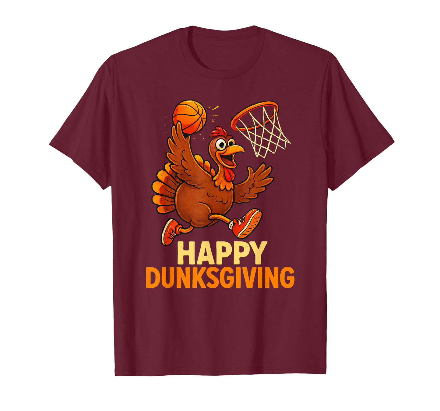 Funny Thanksgiving Happy Dunksgiving Basketball Turkey T-Shirt