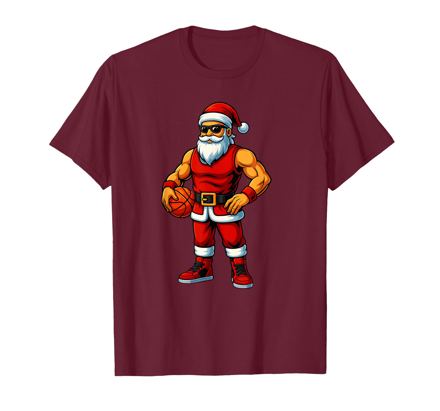 Santa Claus Dunking A Basketball Christmas Basketball Xmas T-Shirt