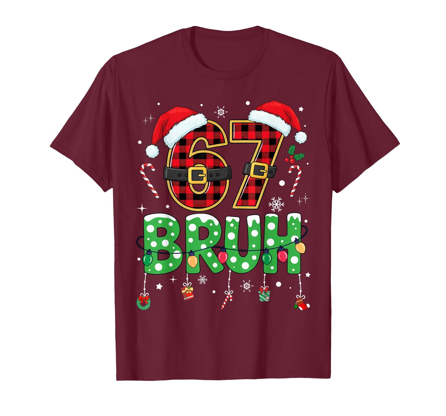 Bruh 67 Six Seven 6 7 Meme Christmas Funny Boy Girl Kids T-Shirt