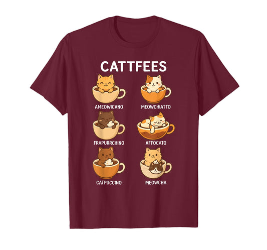 Cattfees Cute Cats Coffee Lovers Men Women T-Shirt