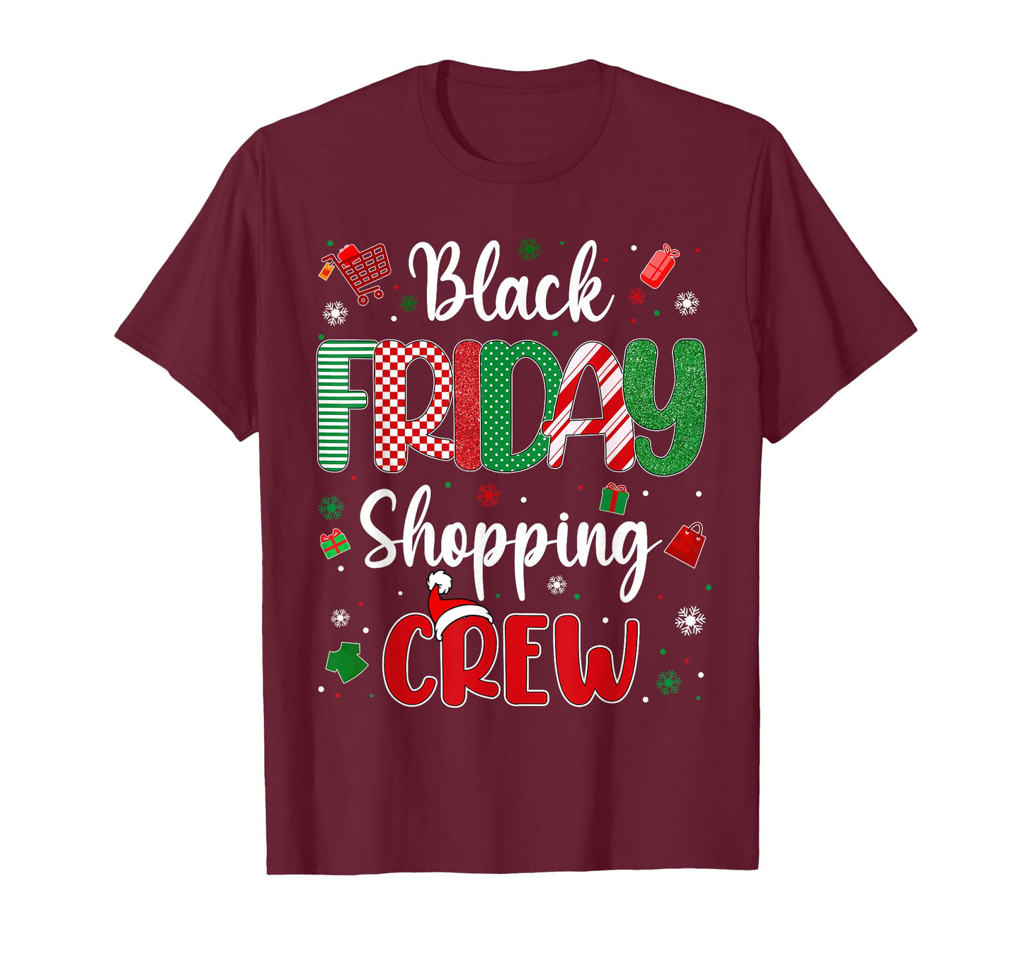 Christmas Black Shopping Family Funny Friday Shopping Crew T-Shirt
