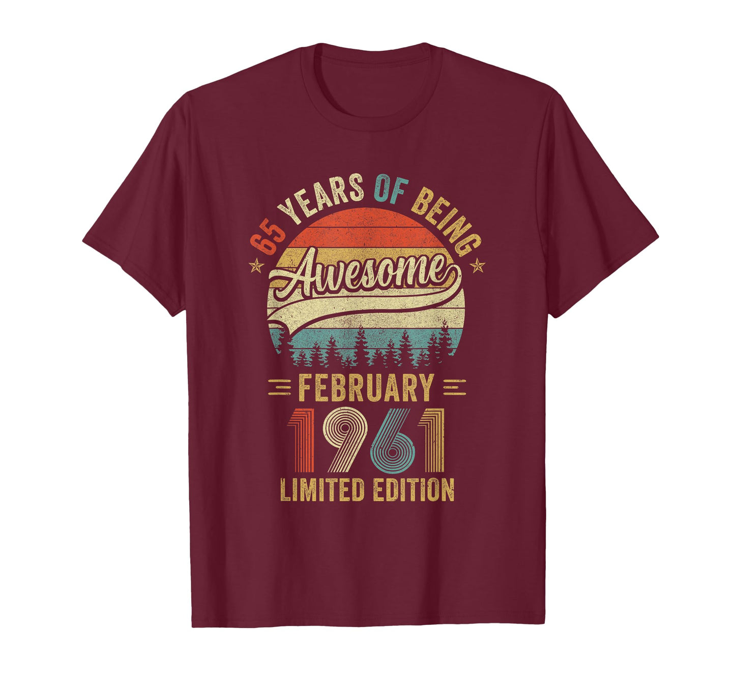 Vintage February 1961 Old 65Th Birthday Men Women T-Shirt