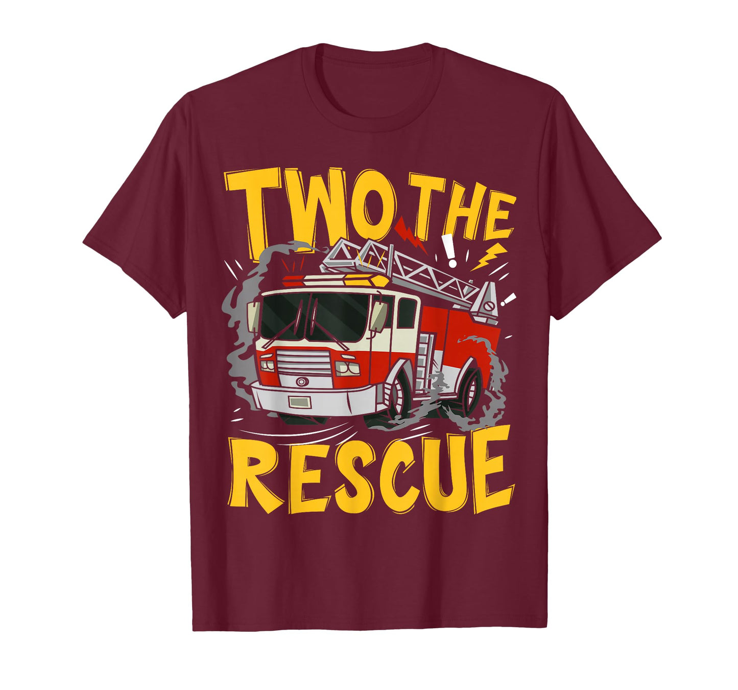 Two The Rescue Firetruck 2 Yr Old boy 2nd Birthday Party T-Shirt