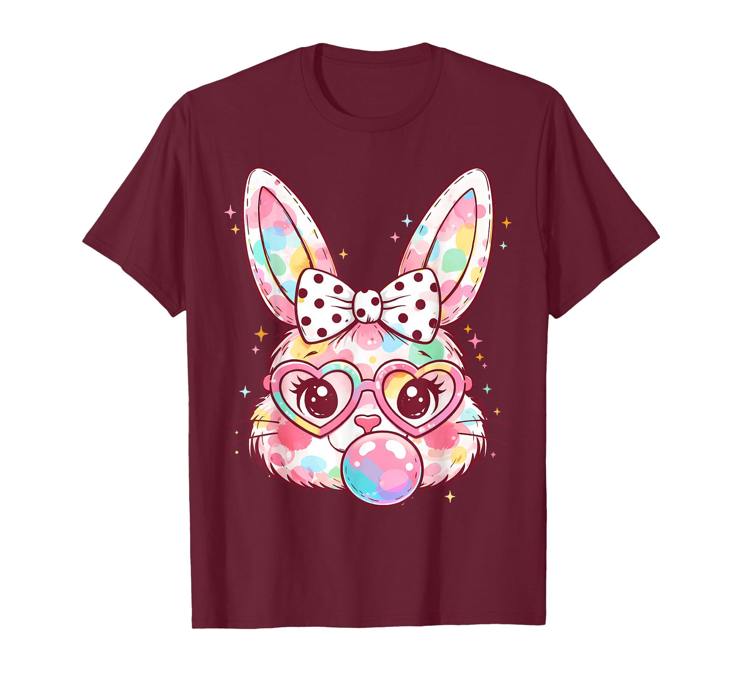 Girls Easter Cute Bunny Face Pink Easter Kids Girls Women T-Shirt