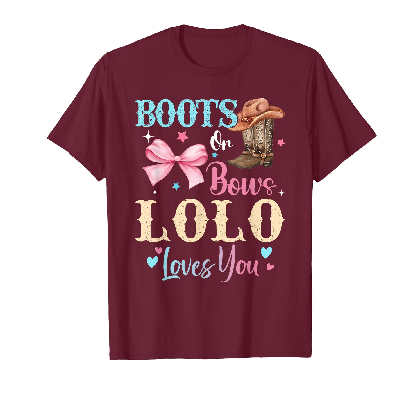 Boots or Bows Lolo Loves You Gender Reveal Family T-Shirt