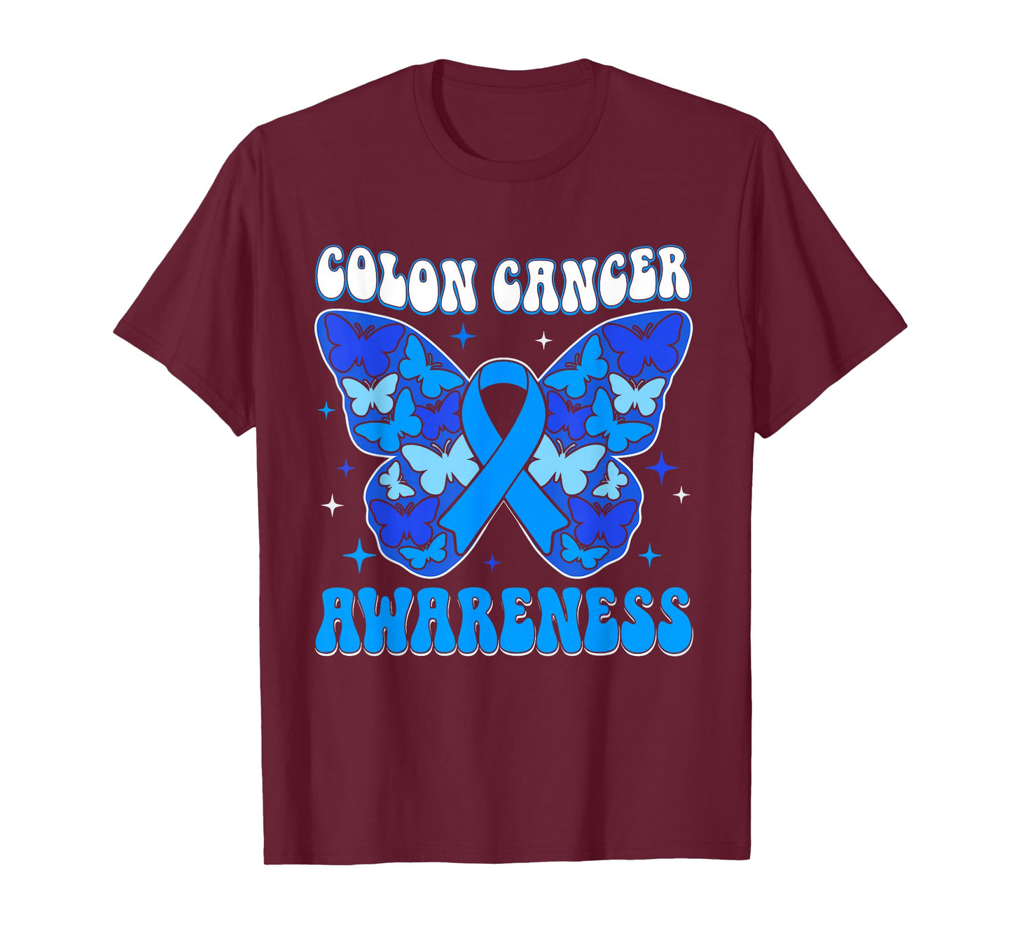 Colorectal Colon Cancer Awareness Blue Ribbon Butterfly T-Shirt