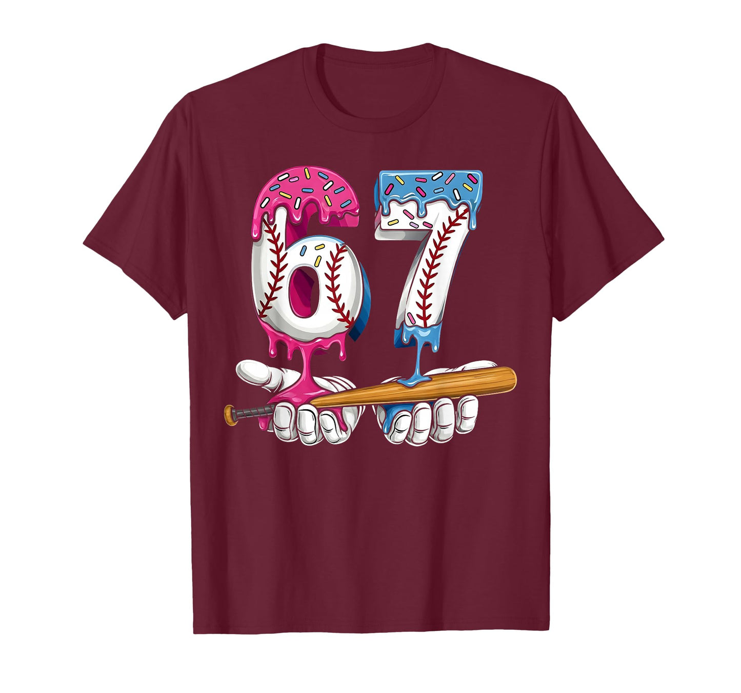 Baseball 67 Ice Cream Drip Six Seven Boys Funny Meme T-Shirt
