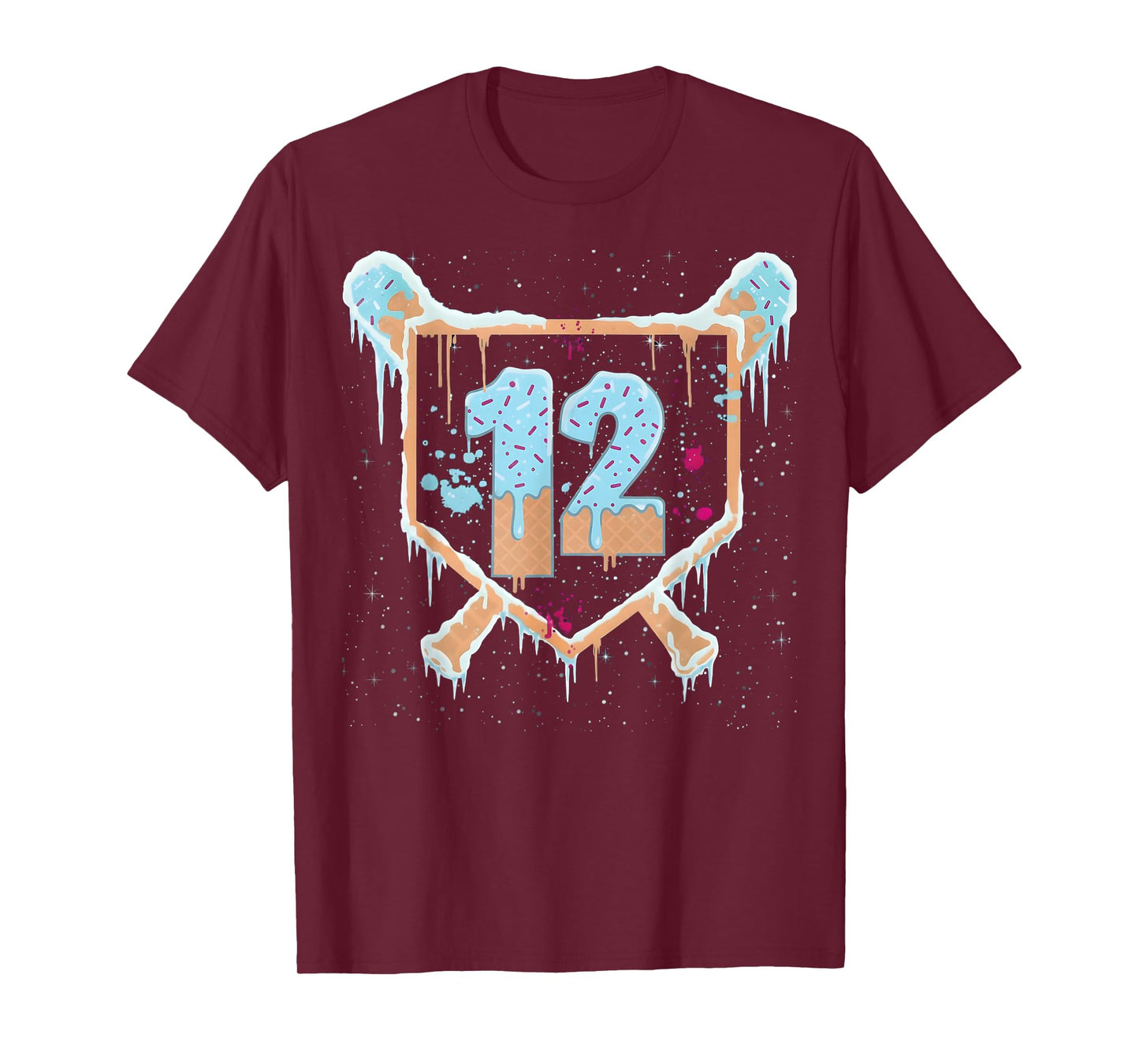 Baseball 12 Year Old Ice Cream Drip 12th Birthday Boys T-Shirt