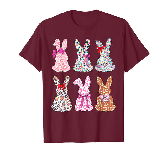 Women Girls Easter Bunny Leopard Happy Easter Day Women Girl T-Shirt