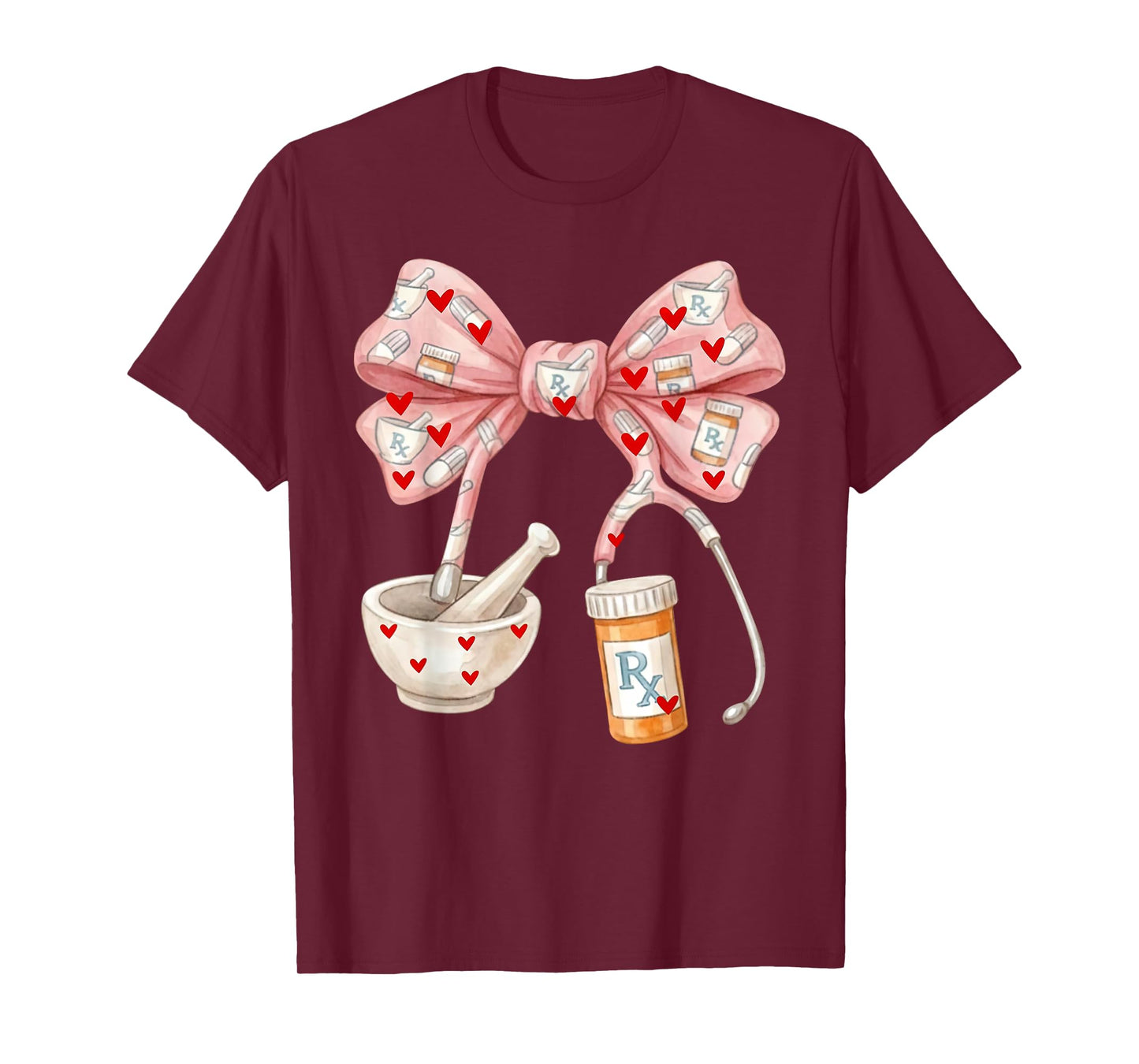 Cute Coquette Bow Pharmacy Valentines Pharmacist Technician T-Shirt