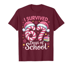 I Survived 67 Days of School Funny Student Winter Holiday T-Shirt