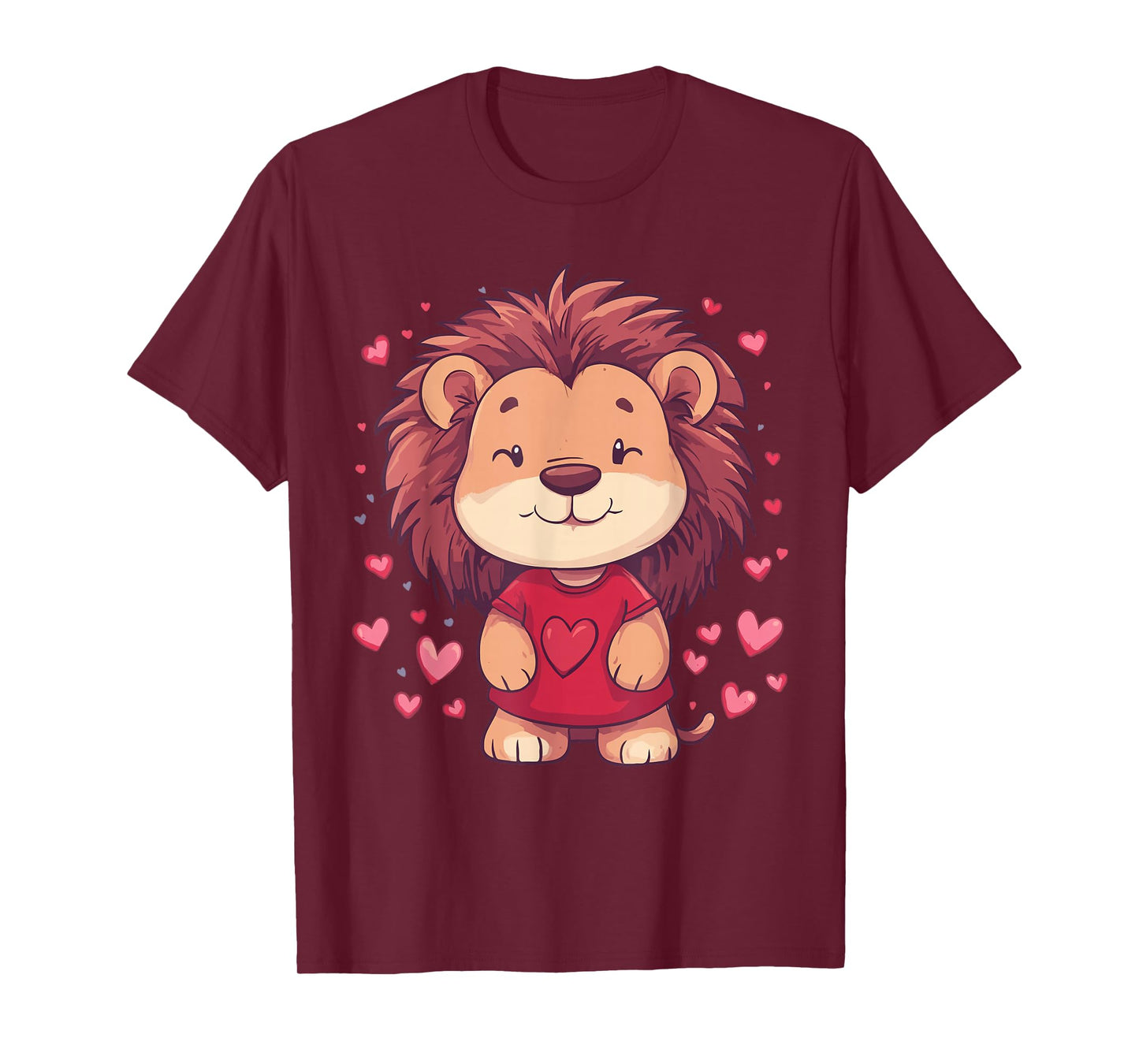 Lion Lover Heart Girls Valentine’s Day Women Lion T-Shirt