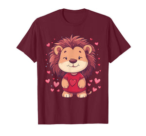 Lion Lover Heart Girls Valentine’s Day Women Lion T-Shirt