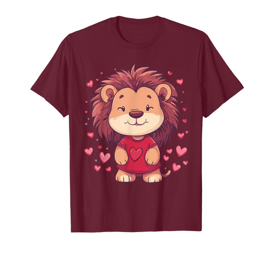 Lion Lover Heart Girls Valentine’s Day Women Lion T-Shirt