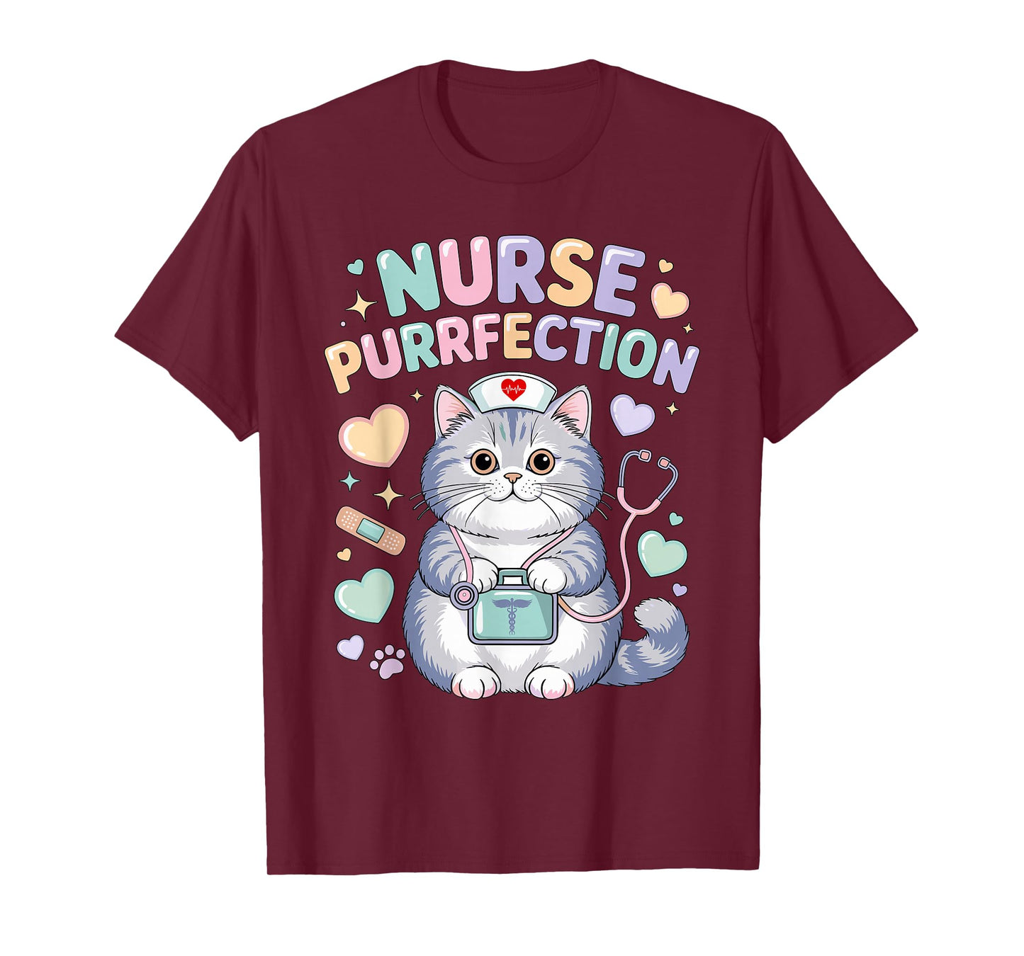 Funny Nurse Cat Pun Purrfection Kitten Lover Cute Nursing T-Shirt