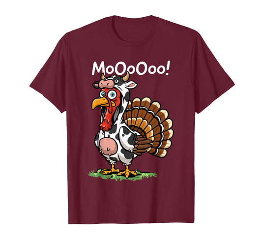 Turkey Moo Funny Thanksgiving Cow Fall Grateful Farmer T-Shirt