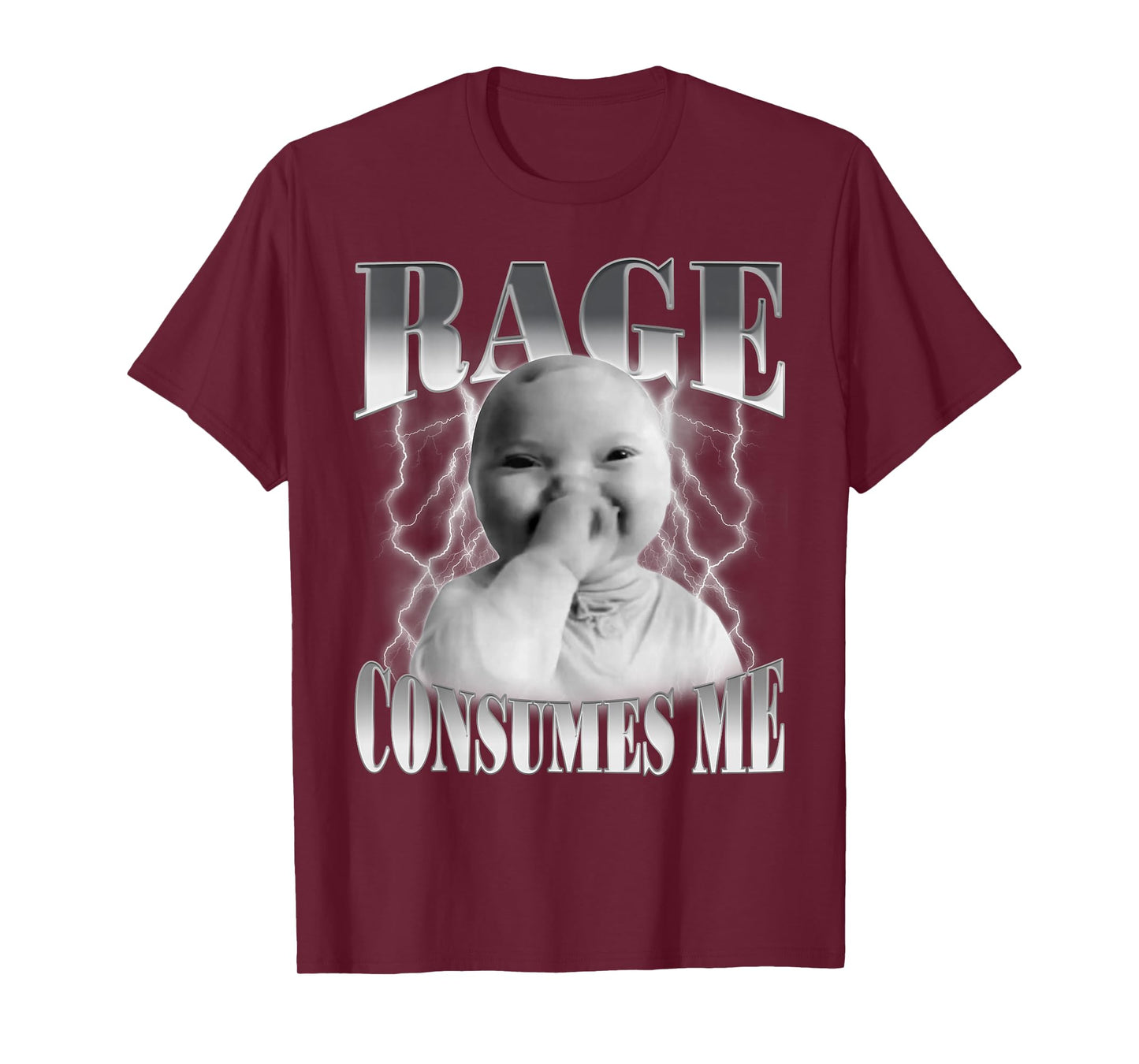 Rage Consumes Me Funny Ai Baby Holding Laugh Brainrot Meme T-Shirt