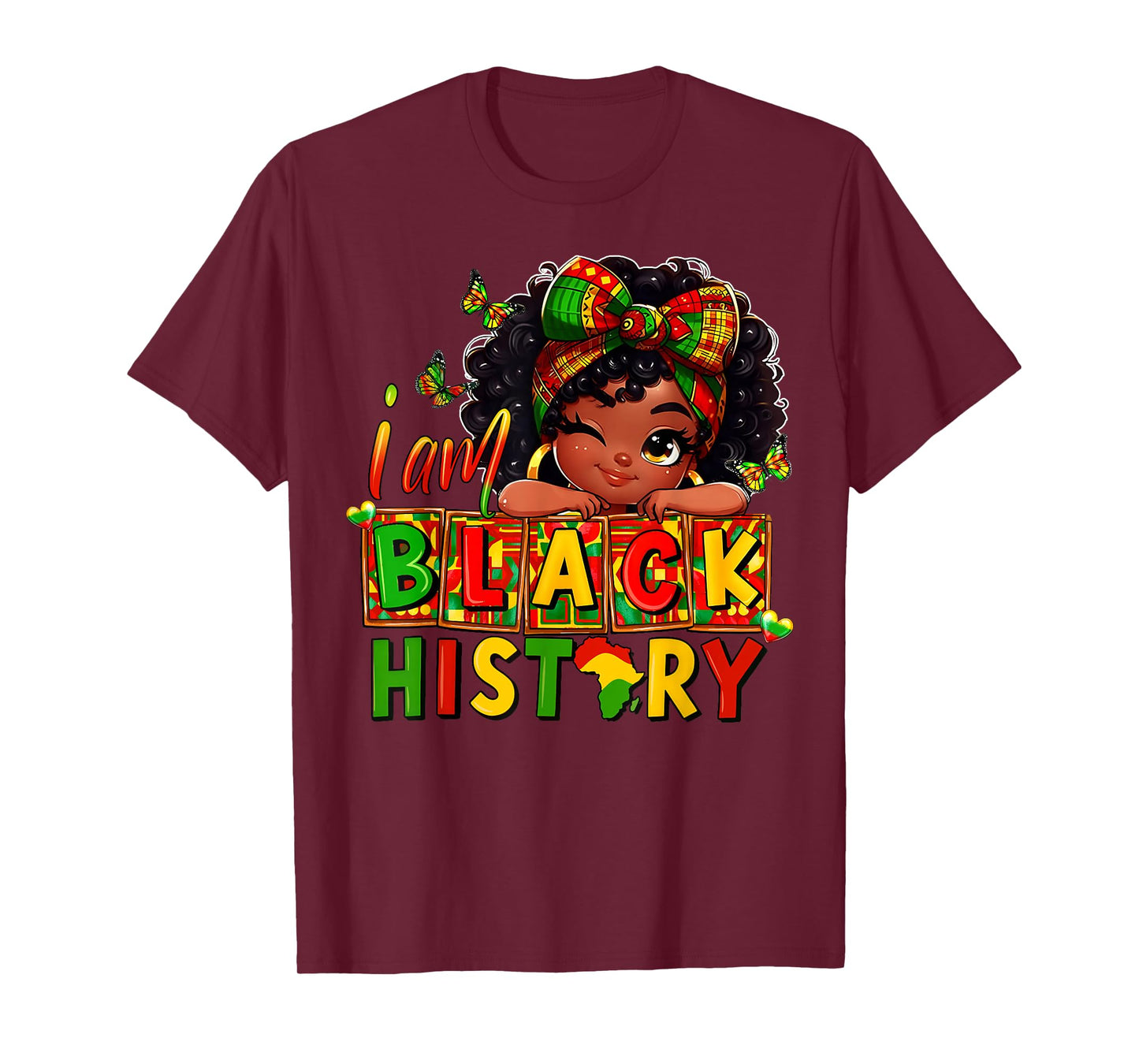 I Am Black History Afro Girl Melanin Princess Kids T-Shirt