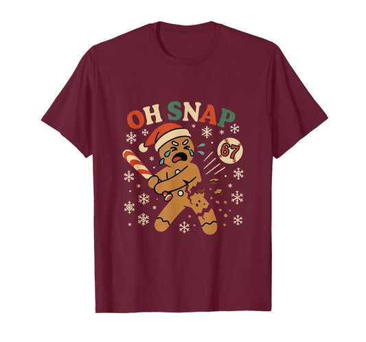 Oh Snap Gingerbread 67 Meme Funny Baseball Christmas Xmas T-Shirt