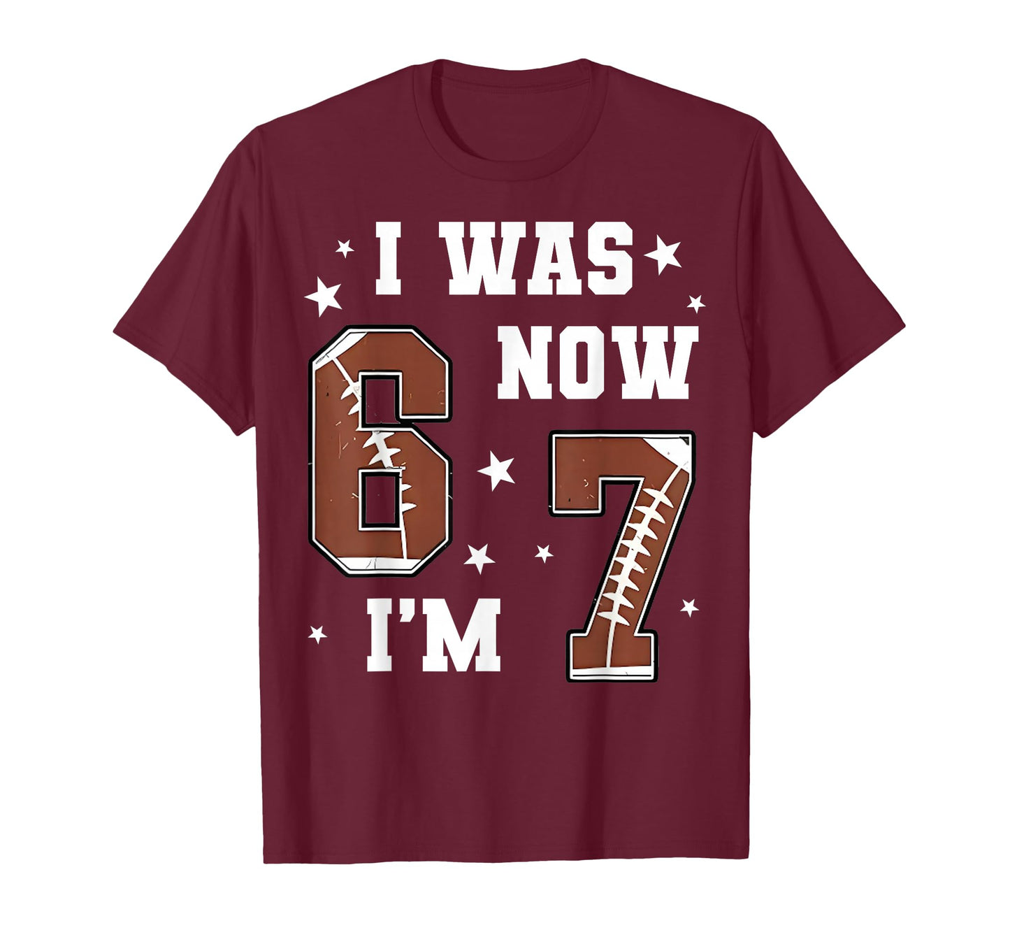 I was 6 Now I'm 7 Year Old Football Theme 7th Birthday Boy T-Shirt